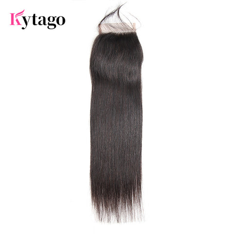 Kytago Three Part Middle Part And Free Part Lace Closure 4*4 Straight 100% Virgin Human Hair