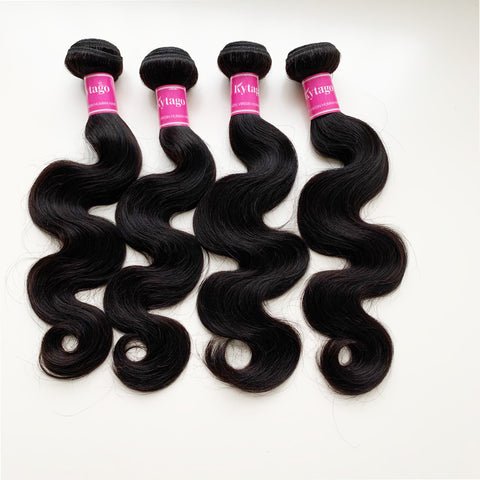 Kytago Peruvian Human Hair 4 Bundles Virgin Unprocessed Body Wave Hair Natural Color