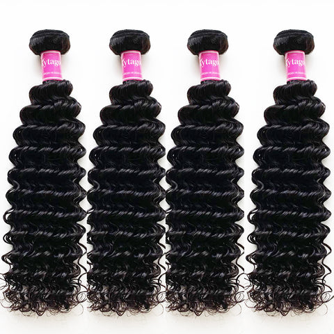 Kytago Virgin Brazilian Deep Wave Hair 4 Bundles Weaves