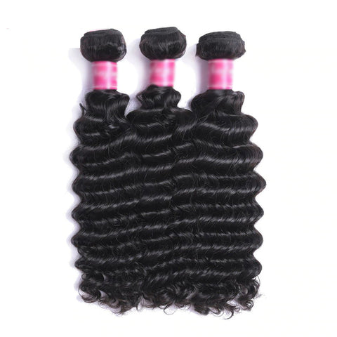 Kytago Virgin Indian Hair 3 Bundles Deep Wave Natural Black Virgin Remy Indian Human Hair Weave