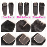 Kytago Brazilian Straight Virgin Hair Weave 3 Bundles With Lace Closure Soft Unprocessed Virgin Human Hair