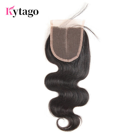 Kytago Three Part Middle Part And Free Part Virgin Human Hair Lace Closure Body Wave 4*4