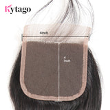 Kytago Indian Human Hair Body Wave 4 Bundles With 4*4 Lace Closure