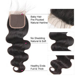 Kytago Indian Body Wave Hair 3 Bundles With 4*4 Lace Closure