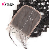 Kytago 4*4 Three Part Middle Part And Free Part Lace Closure Curly 100% Virgin Human Hair