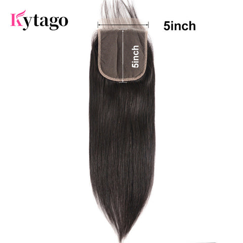 Kytago Straight Closure 5*5 100% Virgin Human Hair Pre-Plucked Natural Hairline