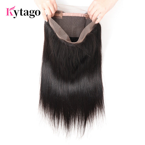 Kytago 360 Full Lace Frontal Closure Straight Unprocessed Virgin Human Hair Lace Frontal